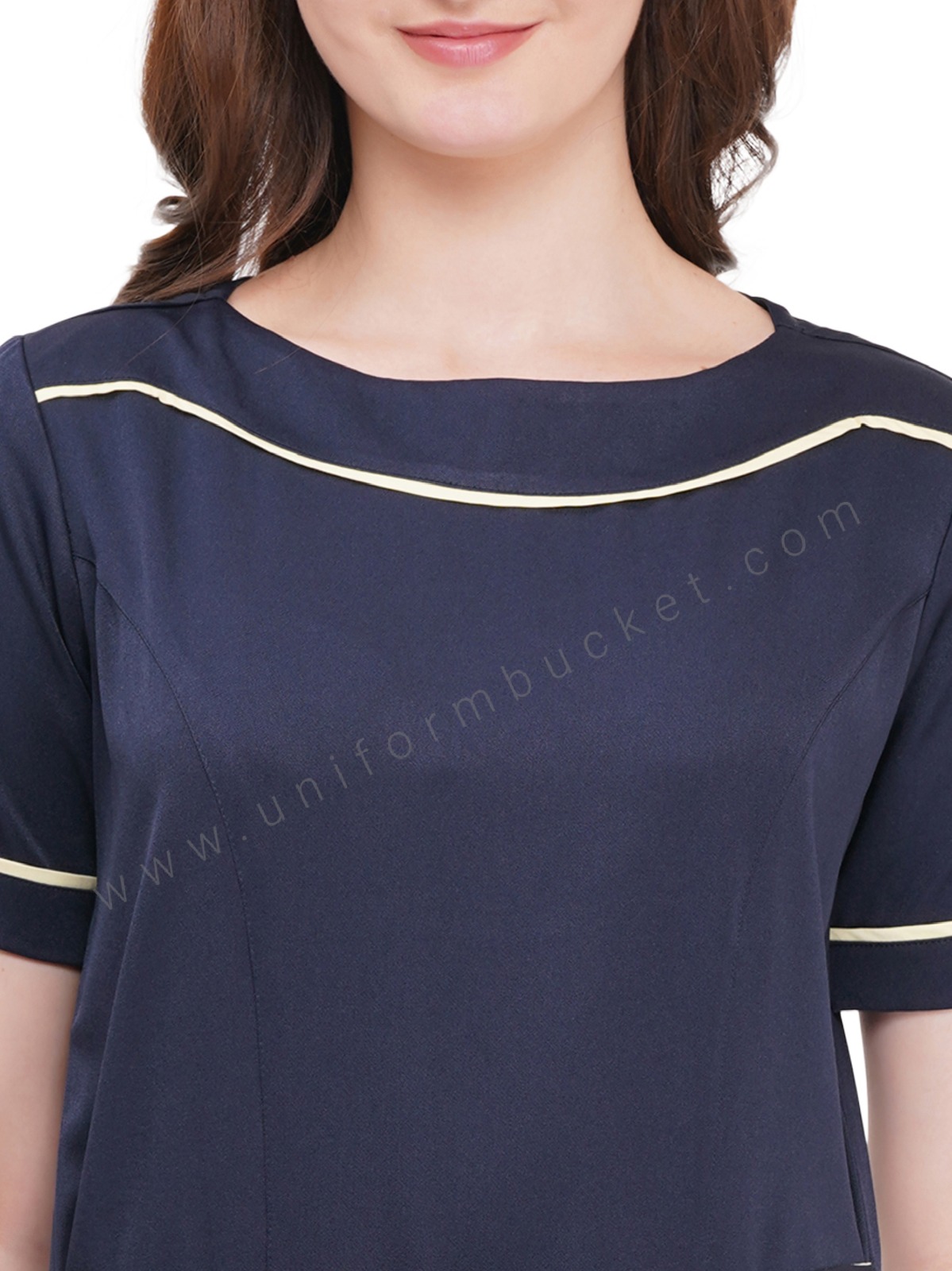 NAVY BLUE FEMALE STYLISH TOP WITH PISTA TRIM BELT thumbnail 4